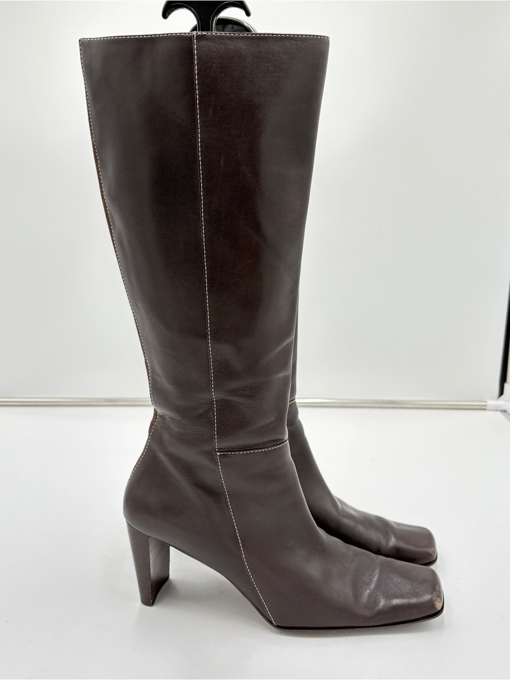 Vintage 90s Whimsigoth Witchy Anne Klein Tall Knee High Heel Boots Square Toe 9